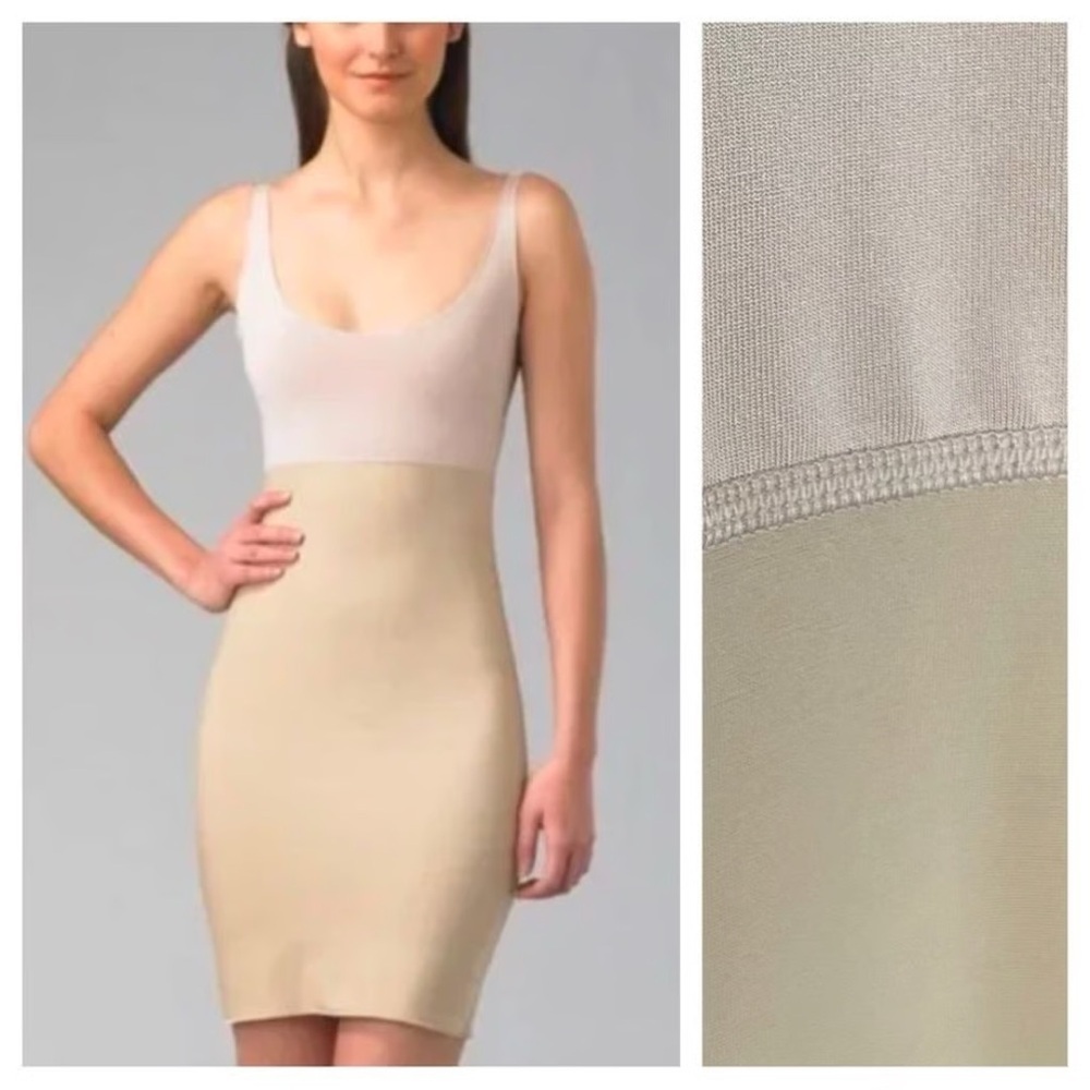 Spanx Hide & Sleek Size Medium Full Slip Shaper Nude One Piece Lace Dress